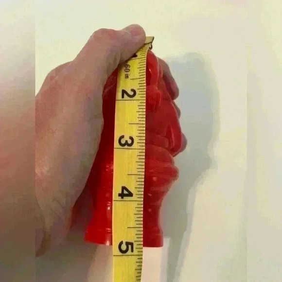 Vintage Plastic Santa Claus Rattle Ornament Rabbit Fur Beard - Picture 4 of 8